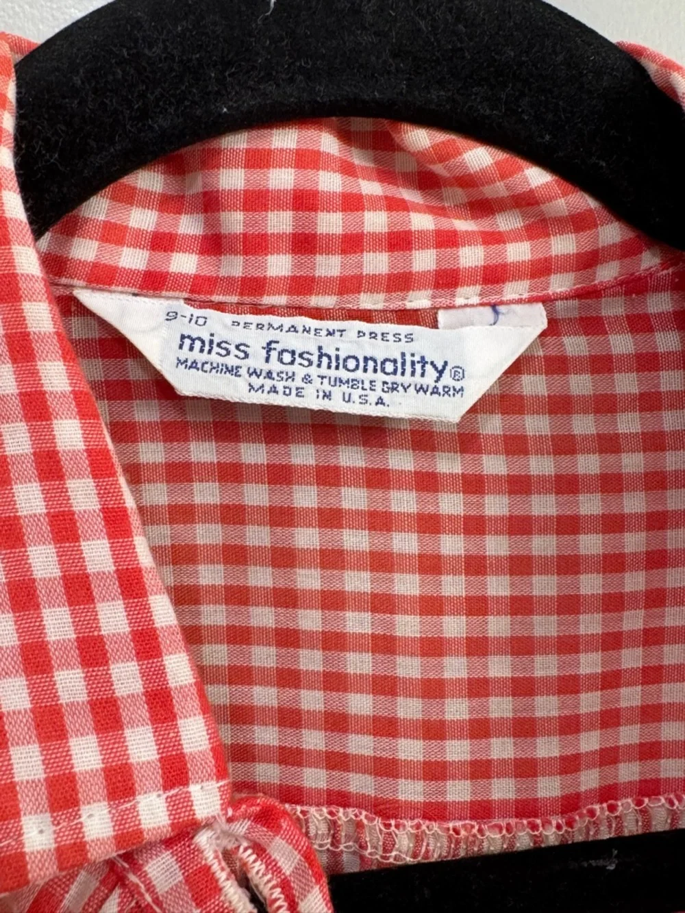 Vintage Red Gingham Popover Shirt Short Sleeve Cottagecore - Picture 3 of 6